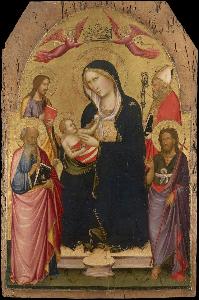 Agnolo Gaddi - Madonna and Child with St John the Evangelist, St John the Baptist, St James of Compostela and St Nicholas of Bari
