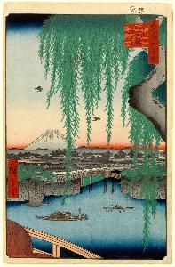 Utagawa Hiroshige, Andō Tokutarō, Ichiyusai, Utashige, Ichiyōsai - Yatsumi Bridge, No. 45 from One Hundred Famous Views of Edo