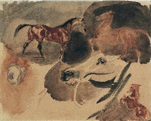 Eugène Delacroix - Study of Horses