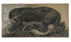 Pierre-Paul Jouve - Black panther and serpent (Python)