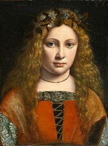 Giovanni Antonio Boltraffio - Portrait of a Youth Crowned with Flowers