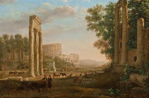 Claude Lorrain (Claude Gellée) - Capriccio with ruins of the Roman Forum