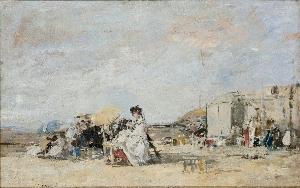 Eugène Louis Boudin - Lady in White on the Beach at Trouville