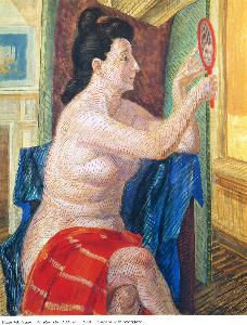 John Sloan - Nude with Red Hand Mirror