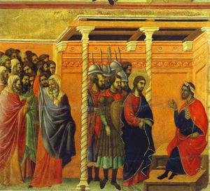 Duccio Di Buoninsegna - MaestÓ (back, central panel), Jesus Before Pontius Pilate