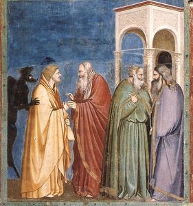 Giotto Di Bondone - Scrovegni - [28] - Judas Receiving Payment for his Betrayal