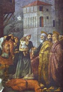 Masaccio (Ser Giovanni, Mone Cassai) - Distribution of the Goods of the Community and the Death of Ananias