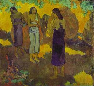 Paul Gauguin - Three Tahitian Women against a Yellow Background