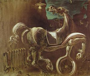 Salvador Dali - Debris of an Automobile Giving Birth to a Blind Horse Biting a Telephone, 1938