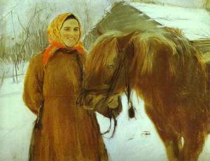 Valentin Alexandrovich Serov - In a Village. Peasant Woman with a Horse