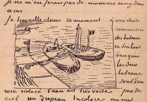 Vincent Van Gogh - Quay with Men Unloading Sand Barges letters 2