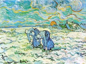 Vincent Van Gogh - Two Peasant Women Digging in Field with Snow