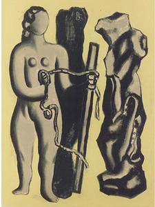 Fernand Leger - Woman on yellow background