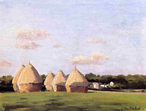 Gustave Caillebotte - Harvest, Landscape with Five Haystacks