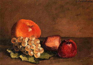 Gustave Caillebotte - Peaches, Apples and Grapes on a Vine Leaf