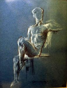Gustave Moreau - Male Nude on Blue