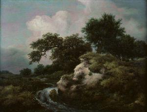 Jacob Isaakszoon Van Ruisdael (Ruysdael) - Landscape with Dune and Small Waterfall