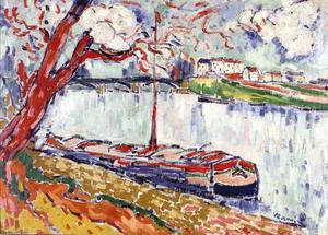 Maurice De Vlaminck - Barges on the Seine near Le Pecq