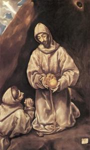 El Greco (Doménikos Theotokopoulos) - St. Francis and Brother Leo Meditating on Death