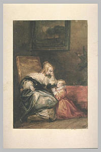 Richard Parkes Bonington - Child saying prayers with a woman sitting