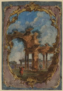 Francesco Lazzaro Guardi - Decorative panel with landscape and classical ruins