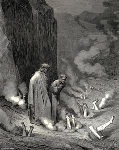 Paul Gustave Doré - The Inferno, Canto 19, lines 10-11. There stood I like the friar, that doth shrive A wretch for murder doom’d