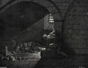 Paul Gustave Doré - The Inferno, Canto 33, lines 73-74. Then fasting got The mastery of grief.