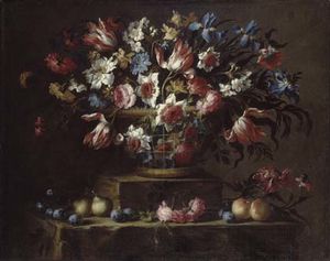 Juan De Arellano - Still Life with Flowers, Pears, and Other Fruits