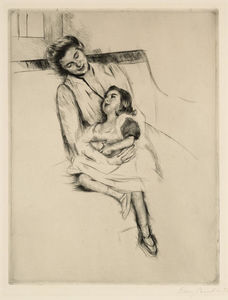 Mary Stevenson Cassatt - Reine and Margot Seated on a Sofa