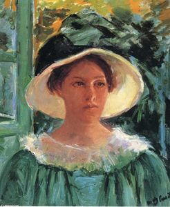 Mary Stevenson Cassatt - Young Woman in Green Outdoors in the Sun