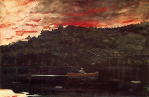 Winslow Homer - Sunrise, Fishing in the Adirondacks