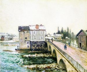 Alfred Sisley - The Bridge and Mills of Moret, Winter s Effect