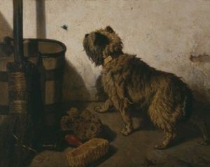 Alfred Stevens - Le chien à la mouche