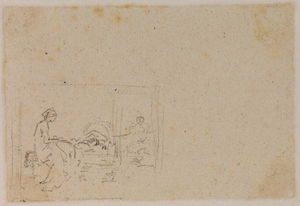 Benjamin West - Sketch of interior with seated woman (verso)