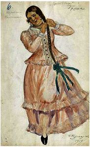 Boris Mikhaylovich Kustodiev - Costume Design For Grusha As A Dancing Maiden