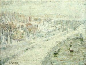 Ernest Lawson - Winter Landscape. Washington Bridge