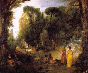 Jean Antoine Watteau - Gathering by the Fountain of Neptune