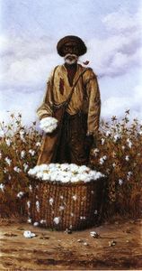 William Aiken Walker - Negro Man In Cotton Field With Basket Of Cotton 1