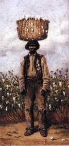 William Aiken Walker - Negro Man in Cotton Field with Basket of Cotton on Head