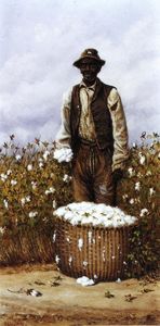William Aiken Walker - Negro Man in Cotton Field with Basket of Cotton