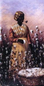 William Aiken Walker - Negro Woman Smoking Pipe and Picking Cotton