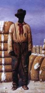 William Aiken Walker - Netro Man with Cotton Bales, Holding a Cotton Hook