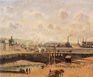 Camille Pissarro - Dieppe, Dunquesne Basin, Low Tide, Sun, Morning