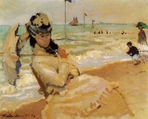 Claude Monet - Camille on the Beach at Trouville