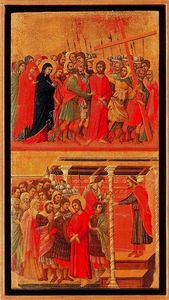 Duccio Di Buoninsegna - La Maestá. La subida al Calvario y Pilatos se lava las manos