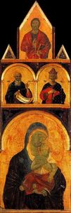 Duccio Di Buoninsegna - La Virgen y el niño con Santos, Profetas y Ángeles 1