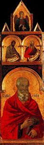 Duccio Di Buoninsegna - La Virgen y el niño con Santos, Profetas y Ángeles