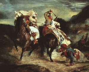 Eugène Delacroix - Combat Between Giacour and Hassan in a Ravine