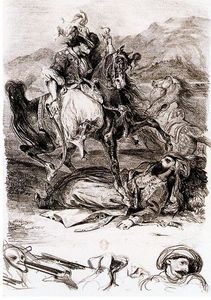 Eugène Delacroix - El combate de Giaur con el Pachá