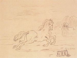 Giorgio De Chirico - Horse on the shore of a lake